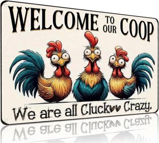 Chicken Gifts Vintage Chicken Welcome To Our Coop Tin Sign for Chicken-Coop Farm Kitchen Garden Yard Decor