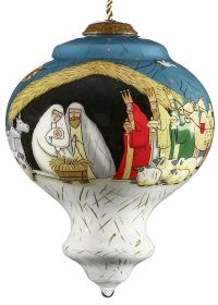 Nativity Hand Painted Glass Hanging Ornament