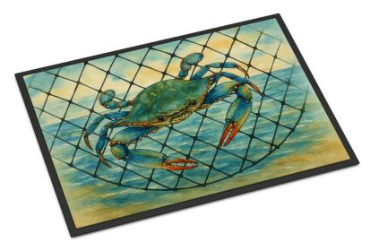 Crab in the net Doormat Front Door Mat Indoor Outdoor Rugs for Entryway, Non Slip Washable Low Pile, 24H X 36W