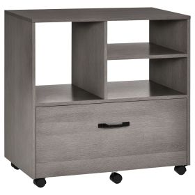 Lateral Filing Cabinet with Open Storage Shelf, Printer Stand, Mobile Office File Cabinet with Wheels for Letter and Legal Sized Files, Grey