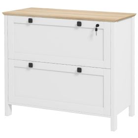 2 Drawer File Cabinet, Lockable Filing Cabinet with Adjustable Hanging Bar for Letter, A4 and Legal Size, White