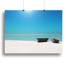 Hot Sun on White Sand Canvas Print or Poster (Type: Standard Framed Canvas Print, size: 16" x 12" / 42cm x 30cm (approx))