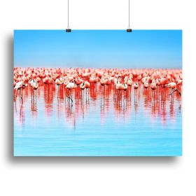 Flamingo birds in the lake Nakuru Canvas Print or Poster (Type: Poster Print, size: 32" x 24" / 80cm x 60cm (approx))