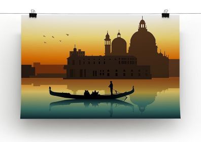 Silhouette illustration gondola in Venice Canvas Print or Poster (Type: Standard Framed Canvas Print, size: 3X-Large (40" x 26"))