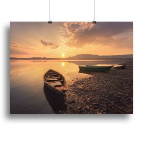 Rowing Boats In The Sunset Canvas Print or Poster (Type: Standard Framed Canvas Print, size: 32" x 24" / 80cm x 60cm (approx))
