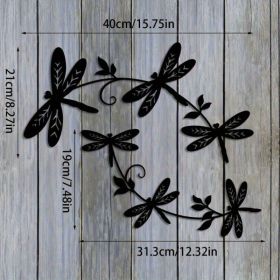 Elegant Dragonfly Wall Art Decor Set - 2-Piece Metal Sculpture For Indoor (Option: Wrought iron decoration)